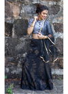 GREY COLOUR SILK EMBROIDERED SEMI STITCHED PARTY WEAR KIDS LEHNGA 105-B